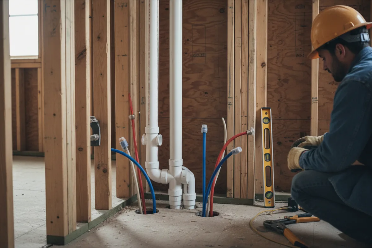 Drain and supply rough-in during Toilet Repair and Installation in Morrisville