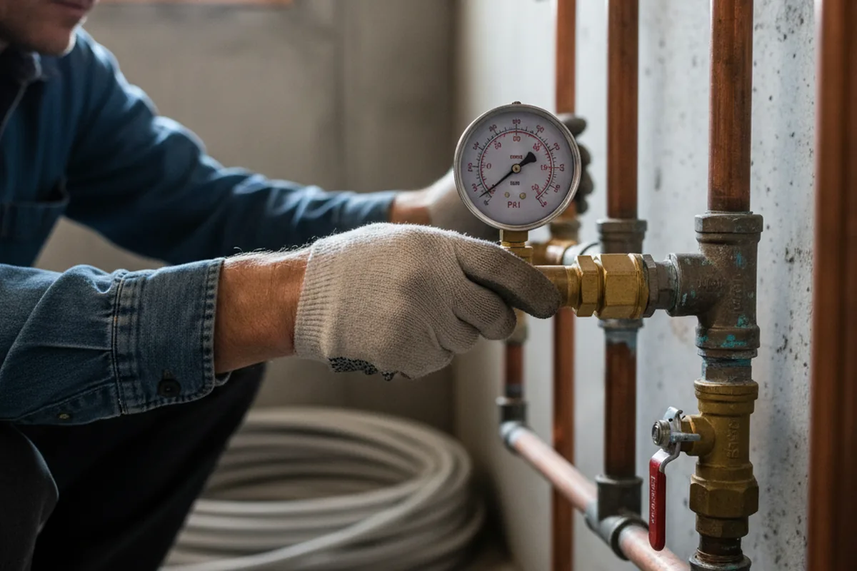 Pressure testing a repaired line during Water Line Repair in Morrisville